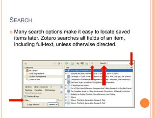 OrganizeDrag-and-drop, iTunes-like interface allows easy organization of saved items in folders (collections).