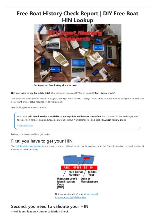 Free boat history check report diy free boat hin lookup