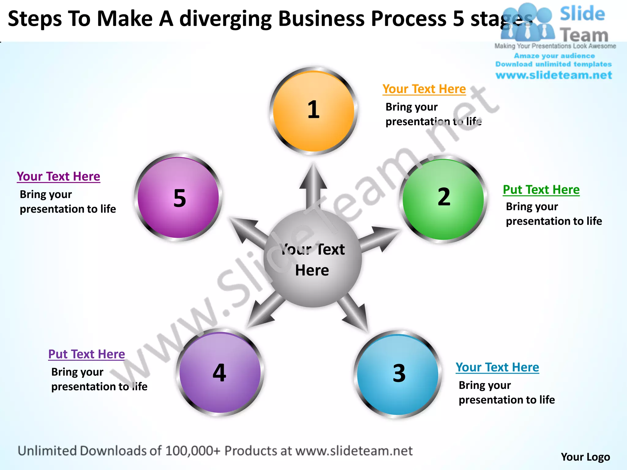 Free business powerpoint templates process 5 stages arrows network ...