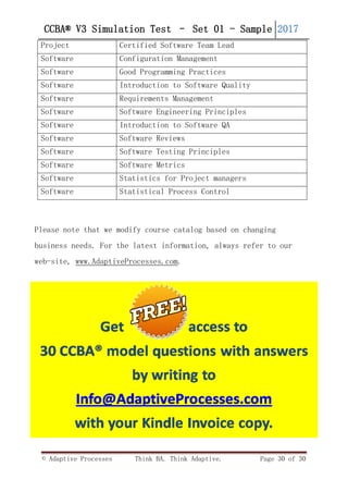 Ccba Test Examples Free CCBA V3 question bank | PDF