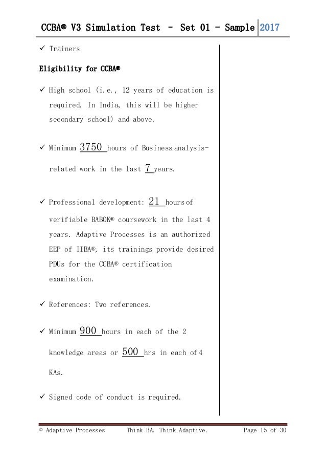 CCBA Testantworten