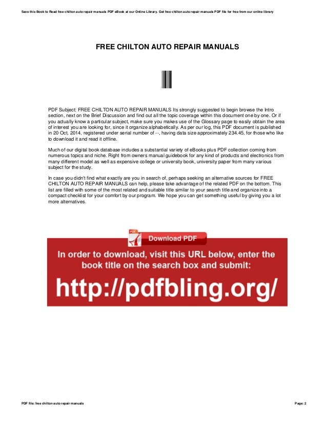 Free Chilton Auto Repair Manuals