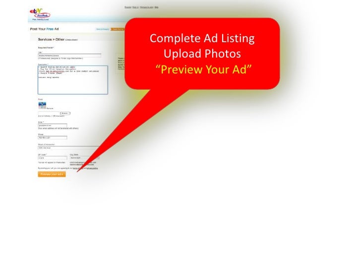 Free classified ads (ebay)