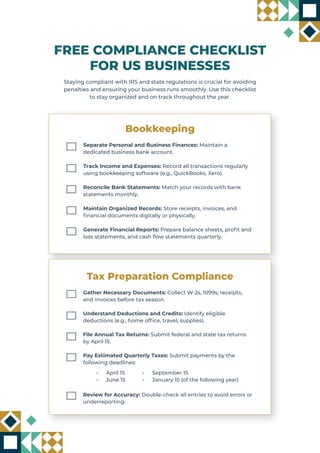 Mastering Bookkeeping, Tax Preparation, and Compliance for Businesses | PDF