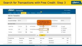 ? 2015 Flipkart. All rights reserved.
To search on the
basis of expiry date,
select date here.
Search for Transactions with Free Credit: Step 3
 
