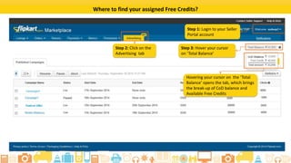 ? 2015 Flipkart. All rights reserved.
View the Free Credits Assigned to You: Step 1
Click on the
Advertising tab.
 