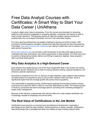 Free Data Analyst Courses with Certificates - UniAthena.docx