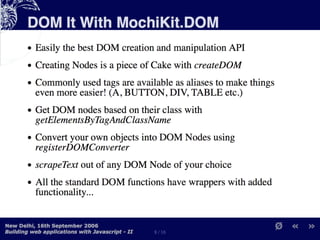 Building Web Applications with MochiKit and Dojo
