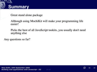 Building Web Applications with MochiKit and Dojo
