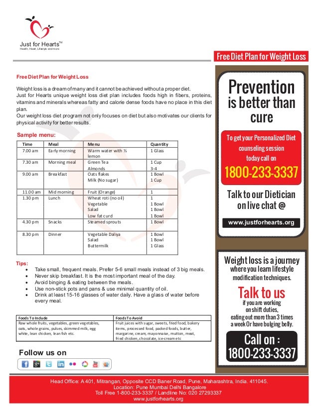 free diet plan for weight loss