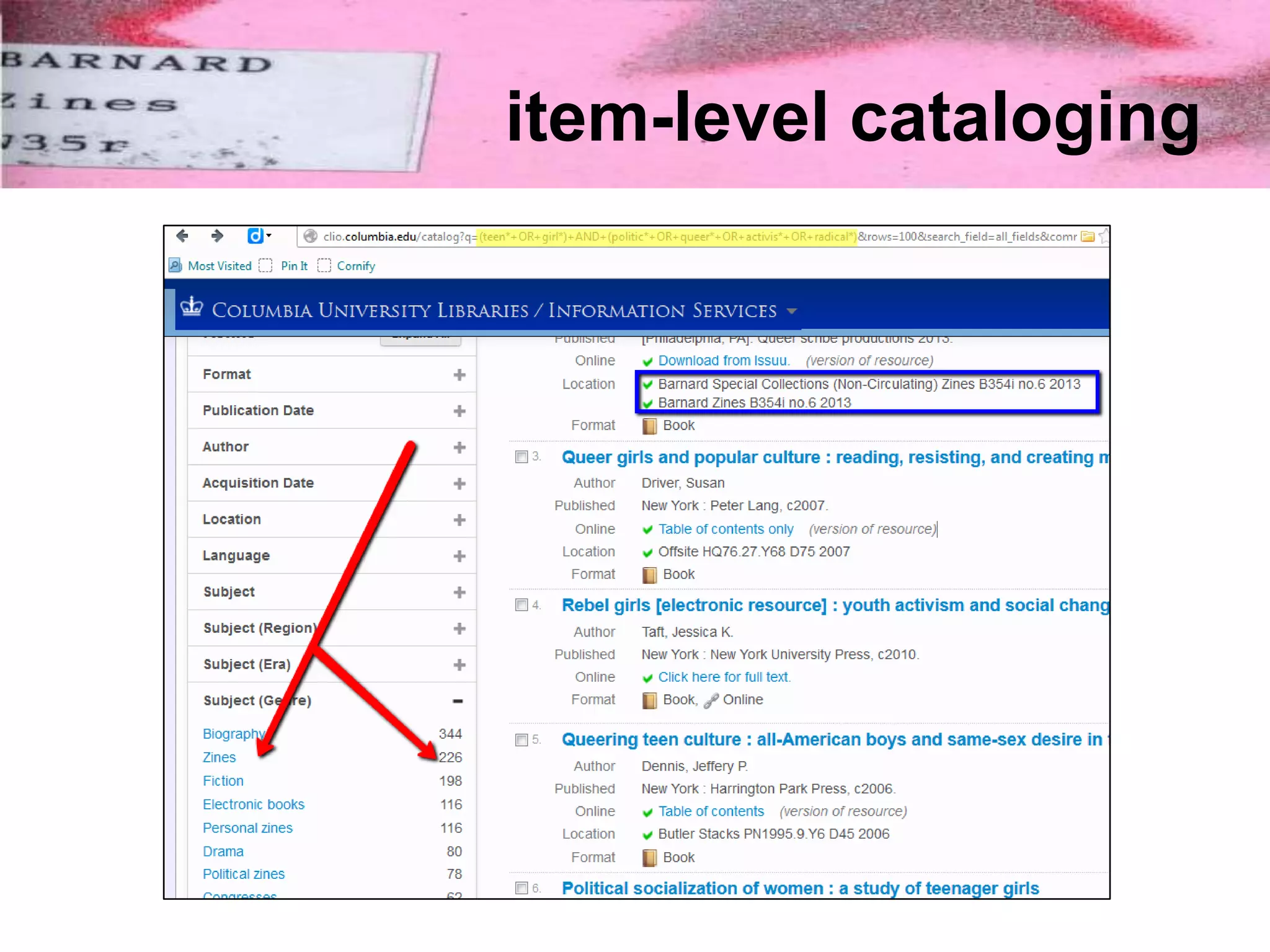 item-level cataloging
http://screencast.com/t/fV6Ka5BVv
 