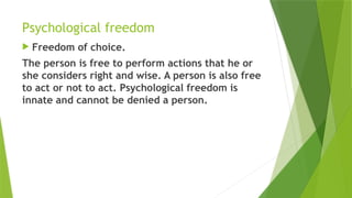 Psychological Freedom Example Freedom of the Human Person ( Introduction of Philosophy) | PPTX