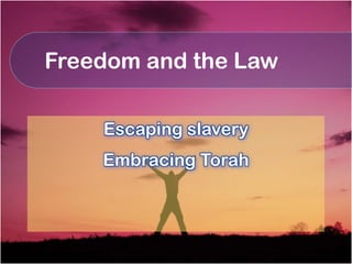 Freedom and the Law

    Escaping slavery
    Embracing Torah
 