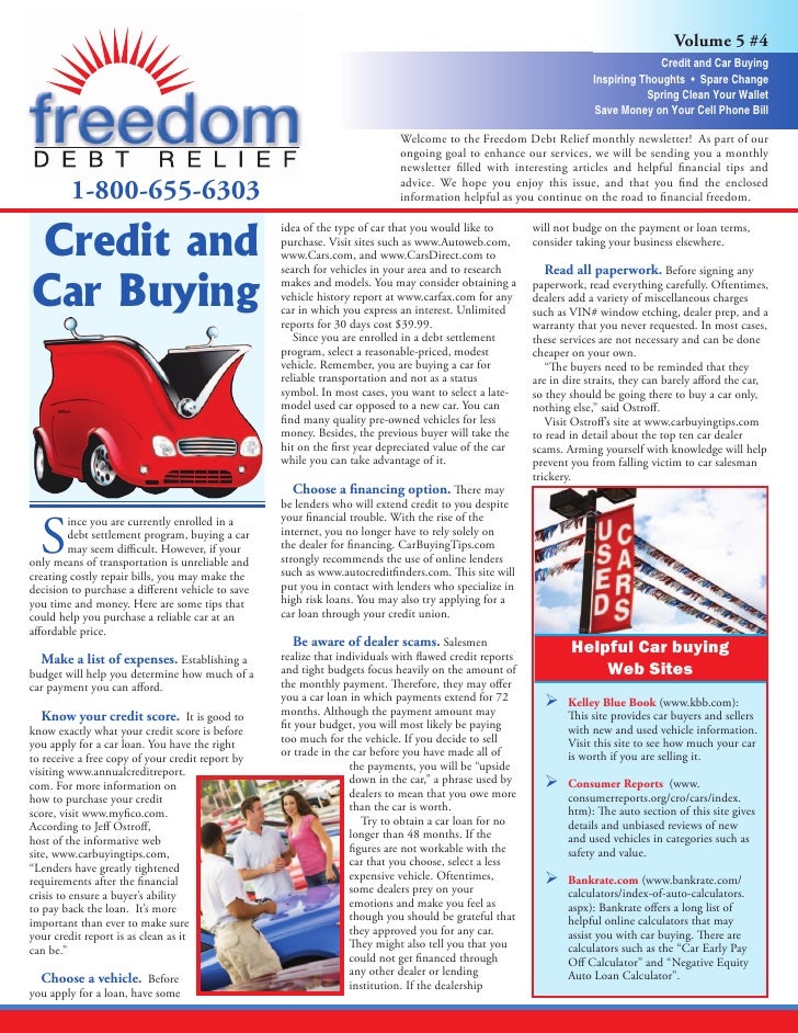 freedom debt relief credit car buying buying new car calculator