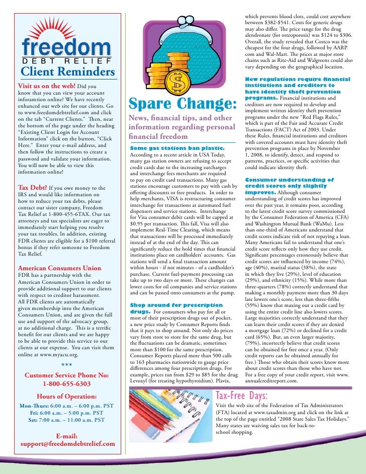 Freedom Debt Relief Credit Card Accountability, Responsibility And