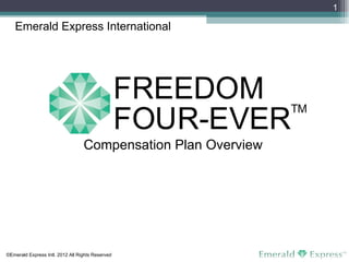 Compensation Plan Overview Emerald Express International ©Emerald Express Intl. 2012 All Rights Reserved 