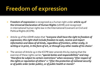 Freedom of expression | PPTX | Crime & Harmful Acts to Individuals