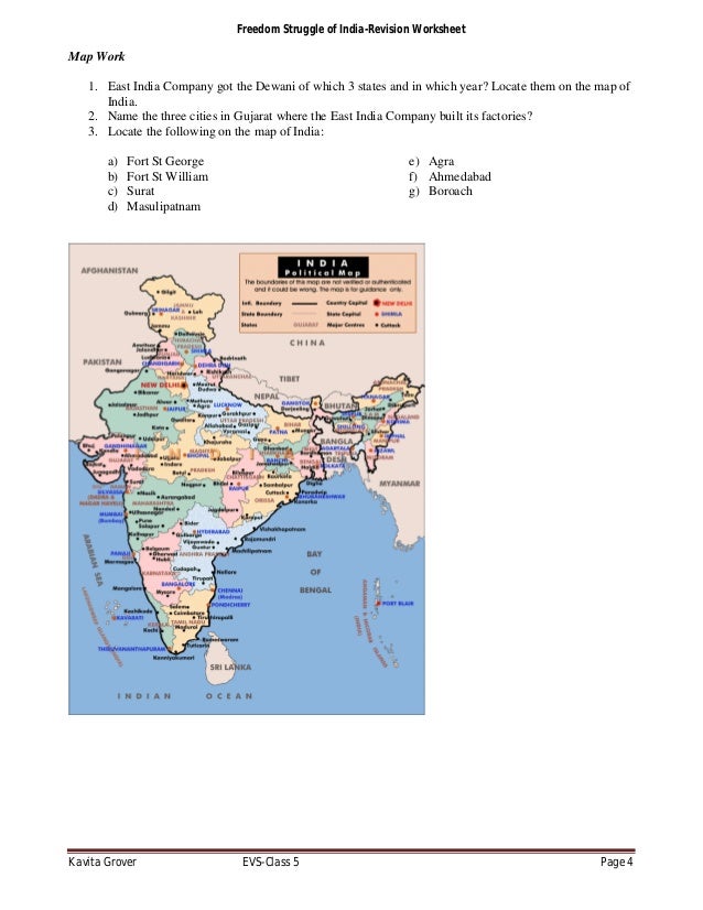 Freedom Struggle of India -Revision Worksheets