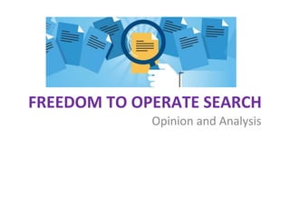 FREEDOM TO OPERATE SEARCH
Opinion and Analysis
 