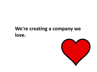 We're creating a company we
love.
 