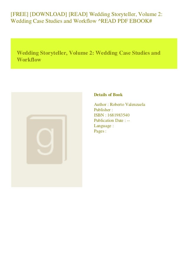 Free Download Read Wedding Storyteller Volume 2 Wedding Case S