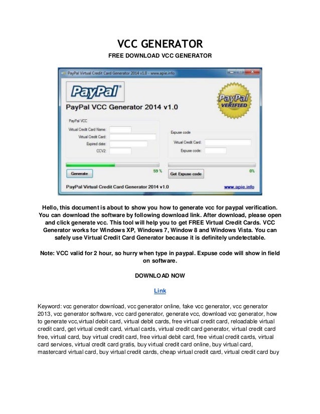 Free VCC Generator for Paypal 12 Free VCC Generator for Paypal 12