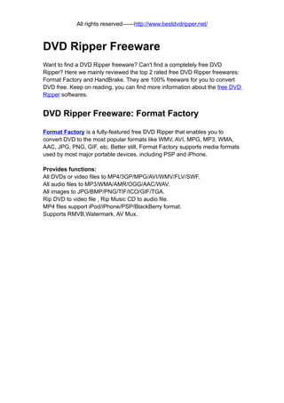 Free dvd ripper