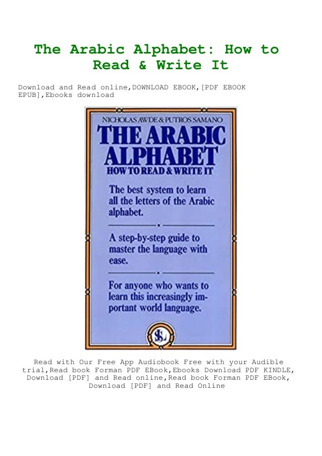 Free Epub The Arabic Alphabet How To Read Write It Pdf