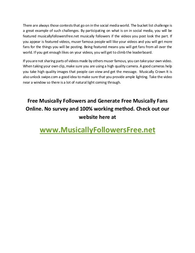 Musically fans free no survey