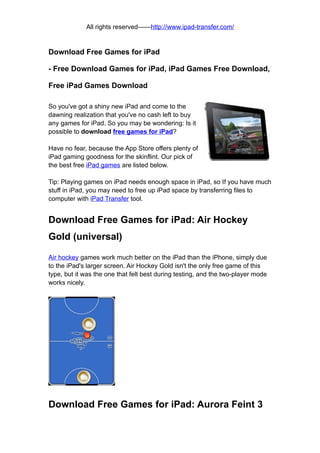 Free games for ipad