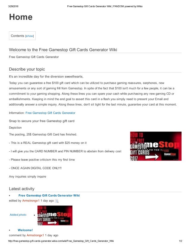 Free Gamestop Gift Cards Generator W