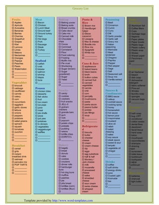 Free grocery list | PDF