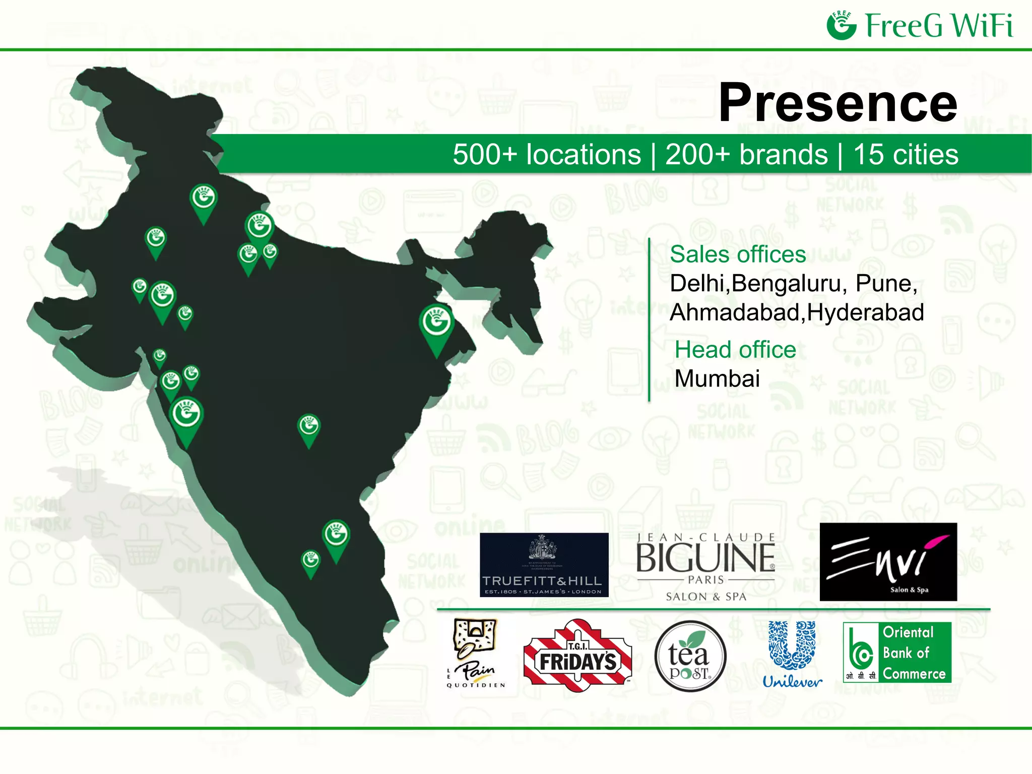 500+ locations | 200+ brands | 15 cities
Head office
Mumbai
Sales offices
Delhi,Bengaluru, Pune,
Ahmadabad,Hyderabad
Presence
 