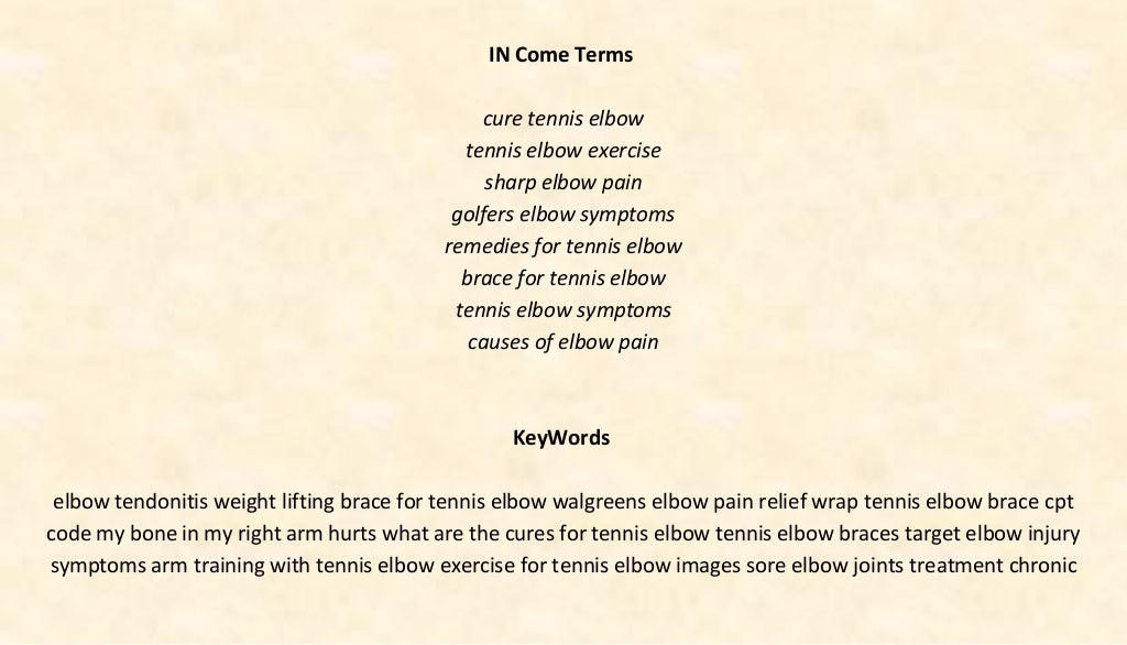 Free home remedies for tennis elbow