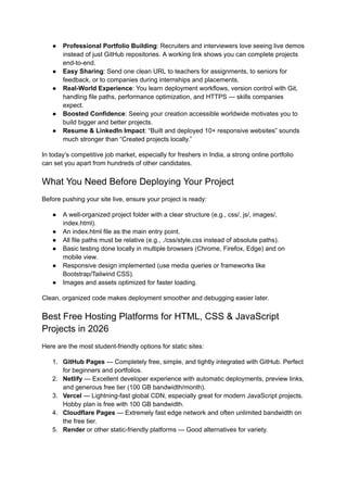 Free Hosting for Students to Deploy HTML, CSS, JavaScript Projects in ...