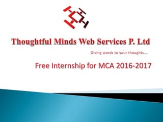 Free Internship for MCA 2016-2017
 