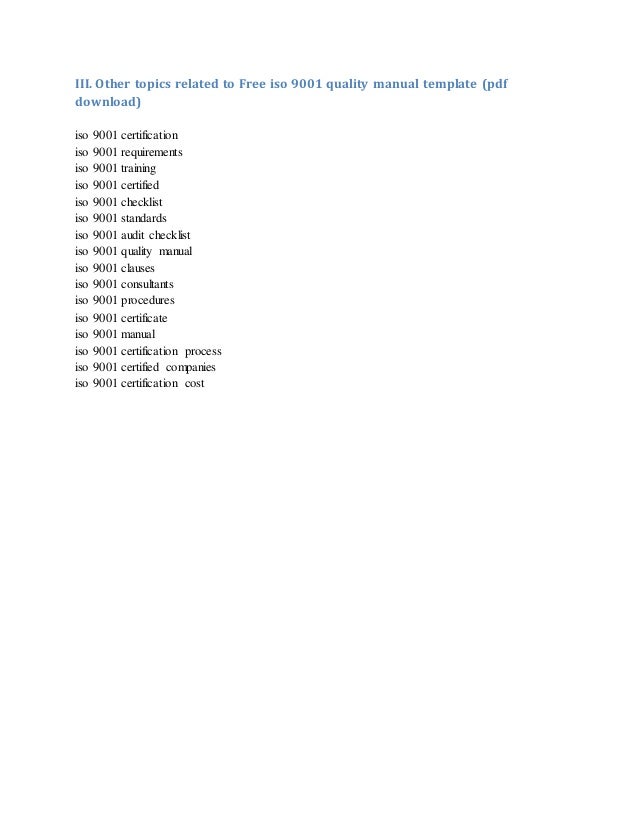 Iso 13485 Quality Manual Template Free