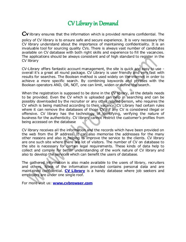 Cv Library In Demand