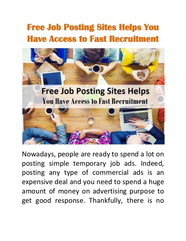 Free Job Posting Sites Helps You Have Access to Fast Recruitment