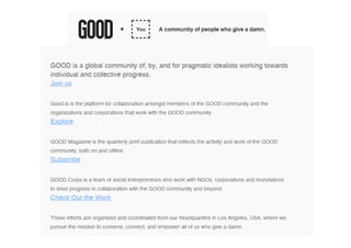 Giuseppe Lanzi
Amministratore Delegato (o CEO in Milanese corrente)
NON FREELANCE MA MOLTO FREE
@lanzigiuseppe @ecosofista
COMUNICAZIONE
STRATETICA
FA PARTE
DEL GRUPPO:
SISIFO COMUNICAZIONE STRATETICA
Via Marco d’Agrate, 43 – 20131 Milano
Tel. 02 47941648 – 02 83390088
www.sisifo.eu - info@sisifo.eu
www.vitamakers.com
ECCO I MIEI VERI AZIONISTI!!!
 