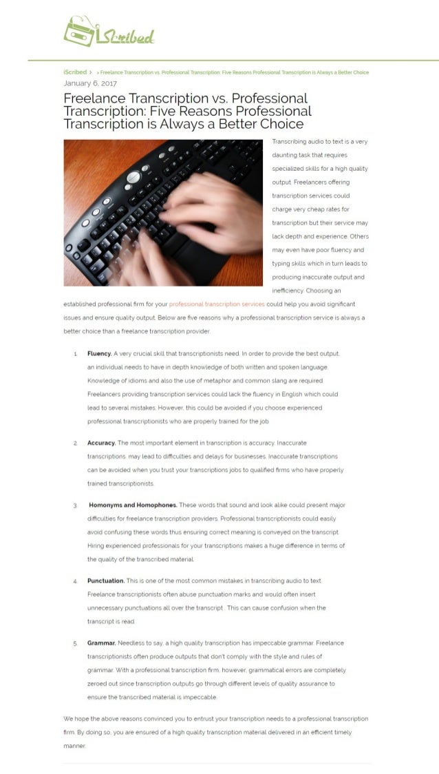 freelance transcription vs professional transcription five reasons freelance transcription rates