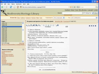Botanical Library Examples Digital Libraries for Science: Botanicus and the Biodiversity Heritage ...
