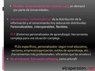  Modelo externalización de tutorías 24/7, on demand
     por parte de Universidades.

 Herramientas "centralizadoras” de...