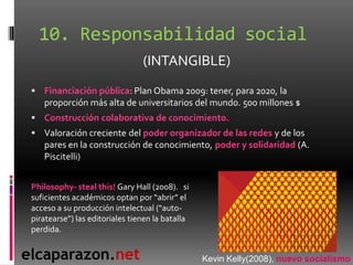 10. Responsabilidad social
                                 (INTANGIBLE)
  Financiación pública: Plan Obama 2009: tener, ...