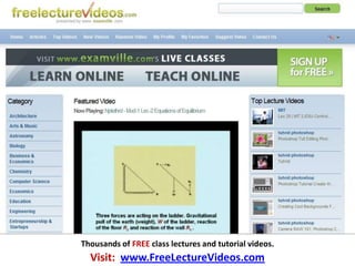 Thousands of FREE class lectures and tutorial videos. Visit:  www.FreeLectureVideos.com 