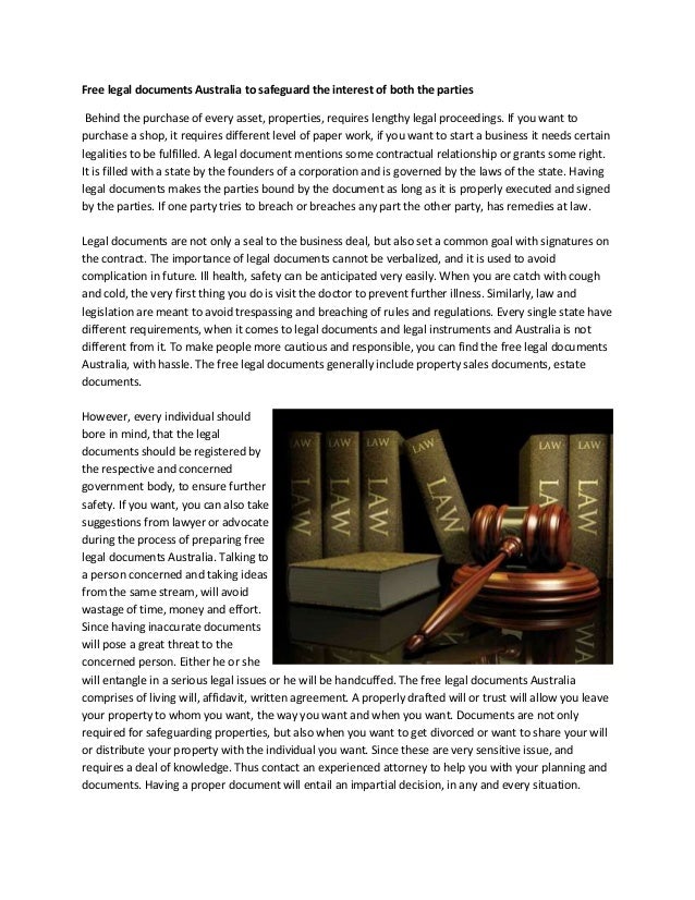 Free legal documents australia