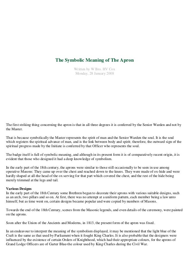 Freemasonry 106 the symbolic meaning of the apron