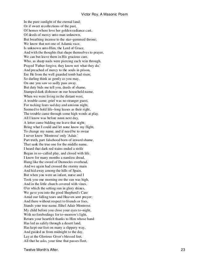 Freemasonry 143 victor roy- a masonic poem