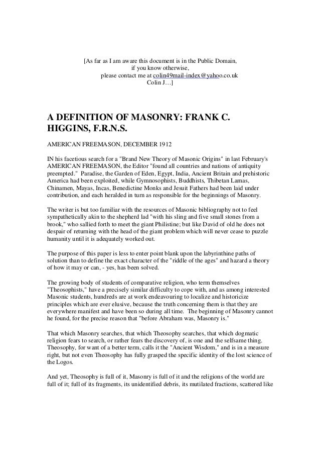 Freemasonry 189 a definition of masonry