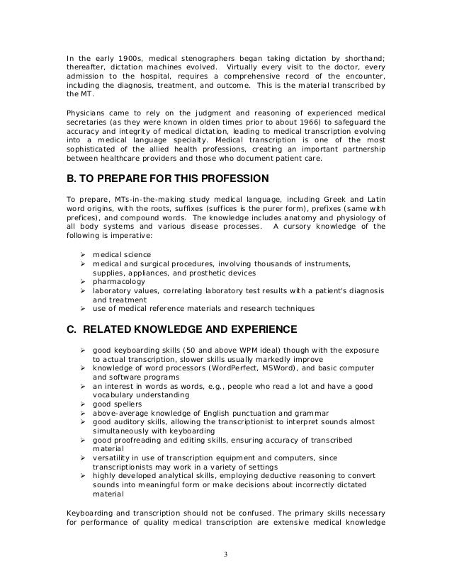 Medical transcription research paper